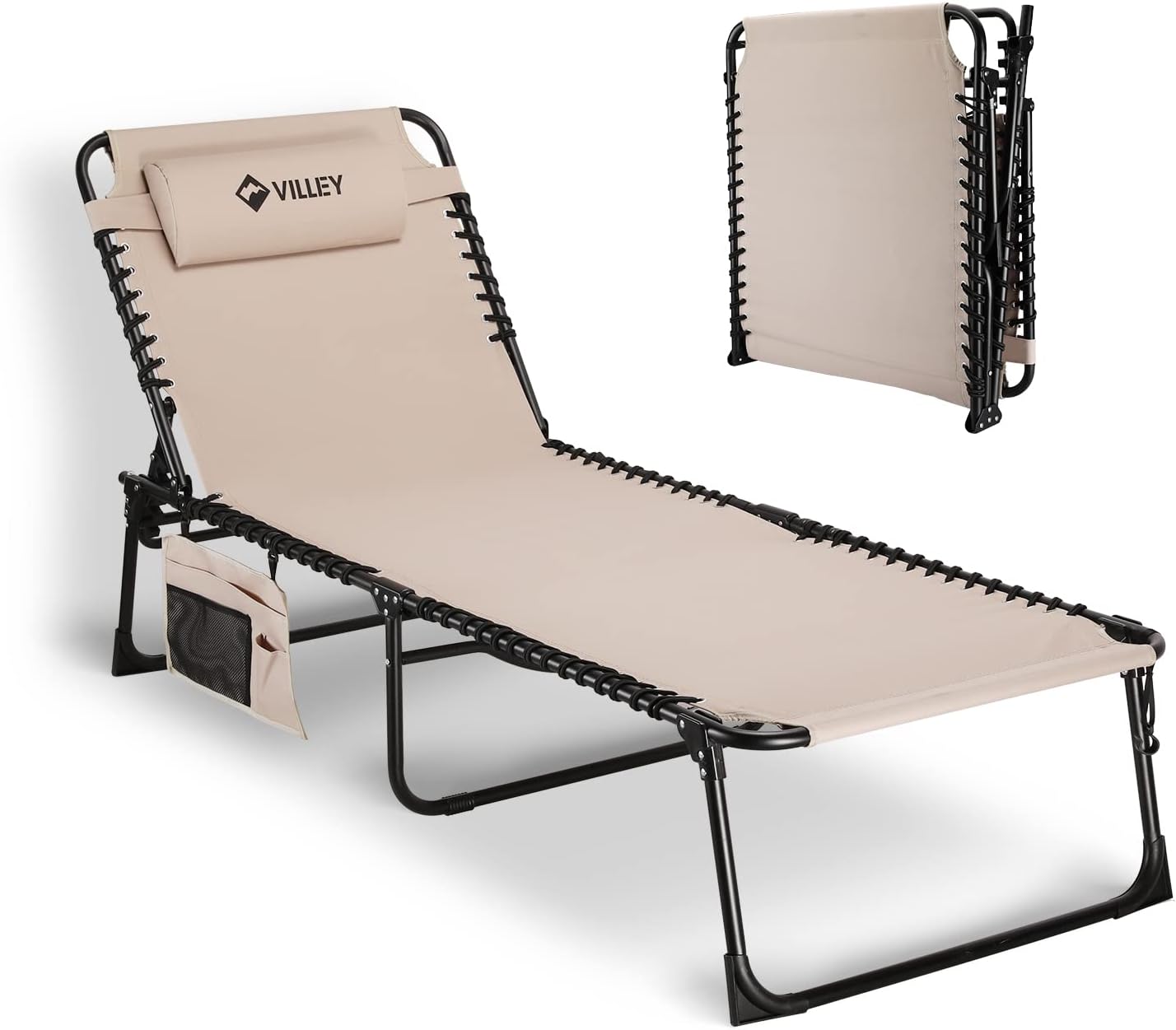 Best VILLEY Oversize Chaise Lounge, Special Heavy-Duty Folding Lounge Chair for...