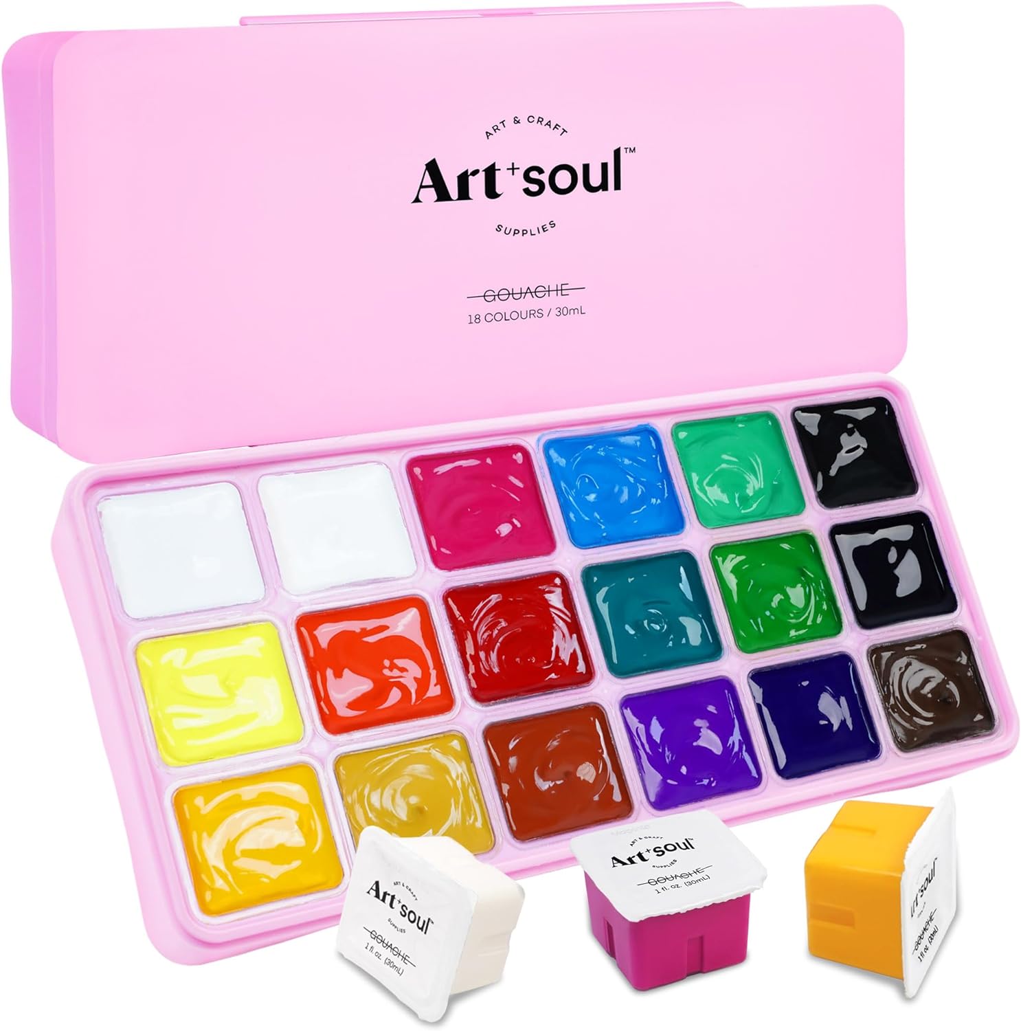 Best Jelly Cup Gouache Paint, Special Painting Set with 18 Vibrant Colors x 30ml...
