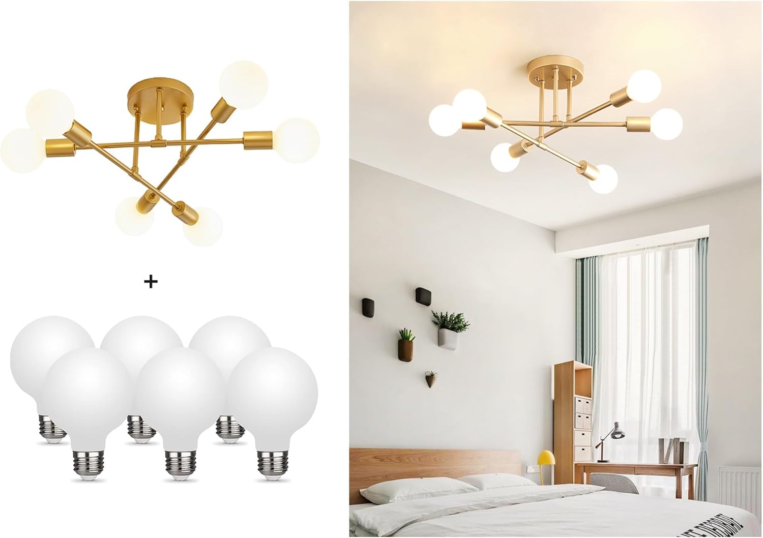 Best Modern Sputnik Chandelier, Special 6-Light Ceiling Light, Innovative Lighti...