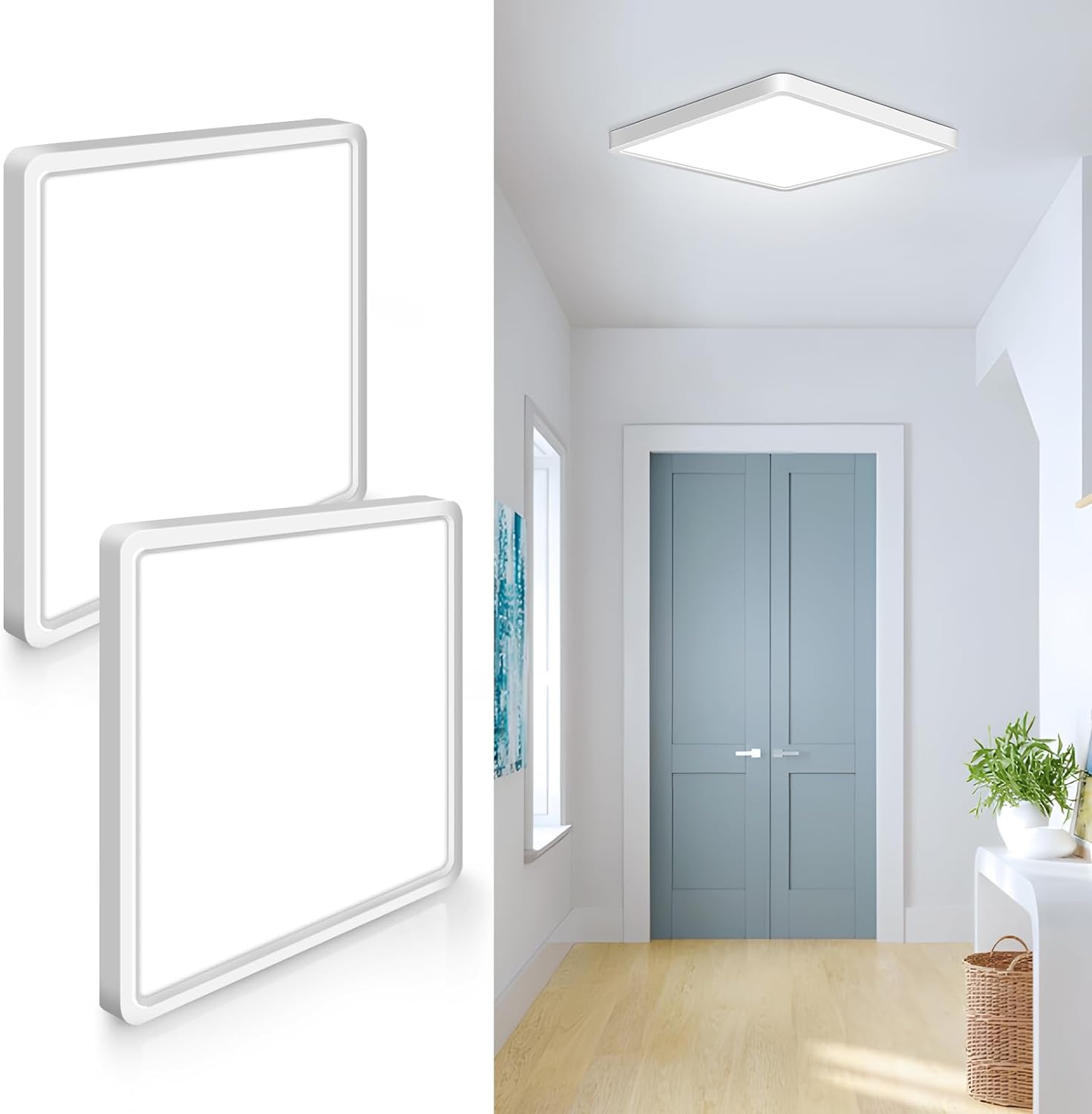 Best 9inch LED Ceiling Light Flush Mount, Special Daylight White 5000K Square Ce...