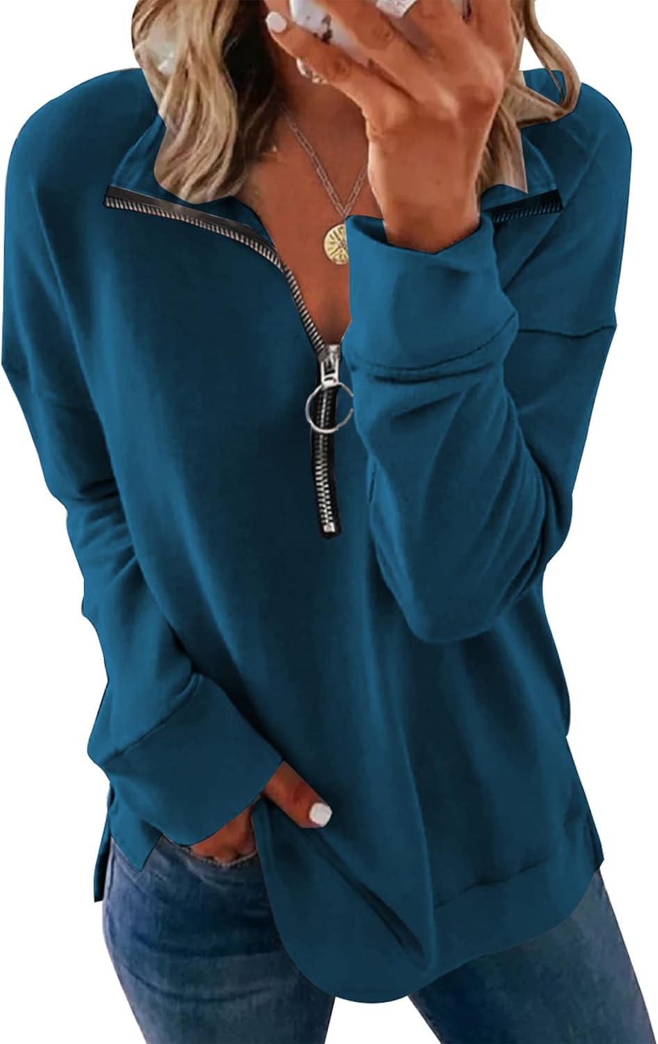 Best PRETTYGARDEN Women's Pullover Sweatshirt, Special Lightweight Solid Zip Swe...