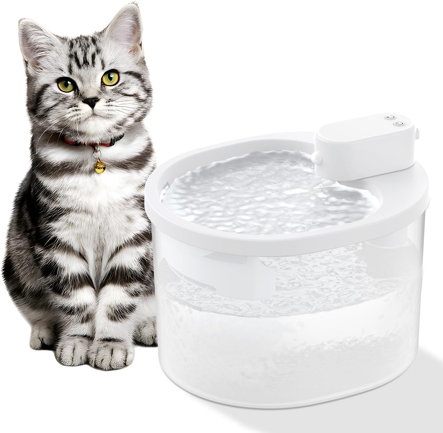 Best Wireless Cat Water Fountain, Special 2.5L Battery Operated Pet Water Founta...