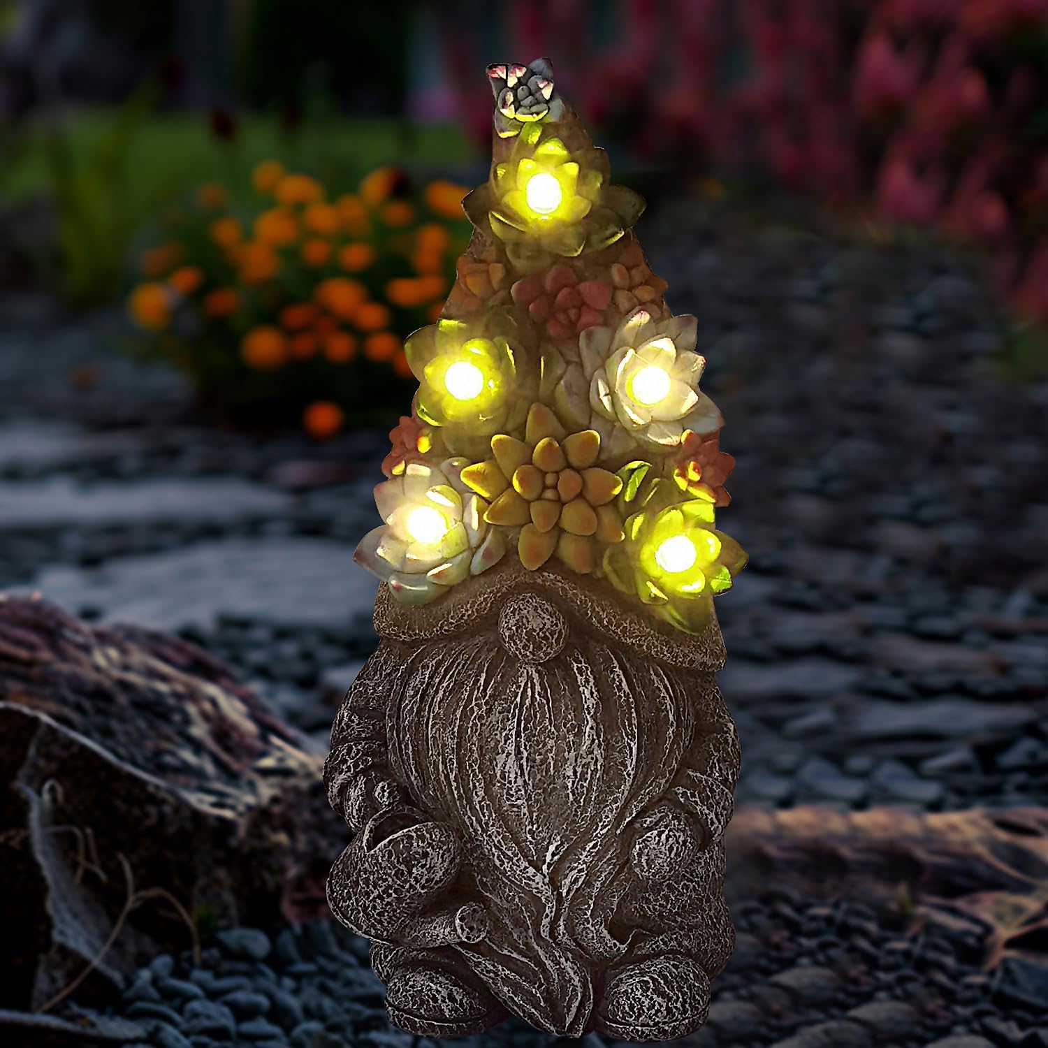 Best Garden Gnomes Decor, Special Outdoor Statue Solar Gnome with LED Lights, In...