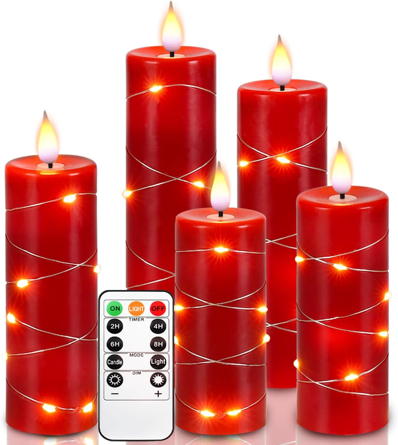 Best Red Flameless Candle, Special Fairy String Light with Water Drop Flame, Adv...