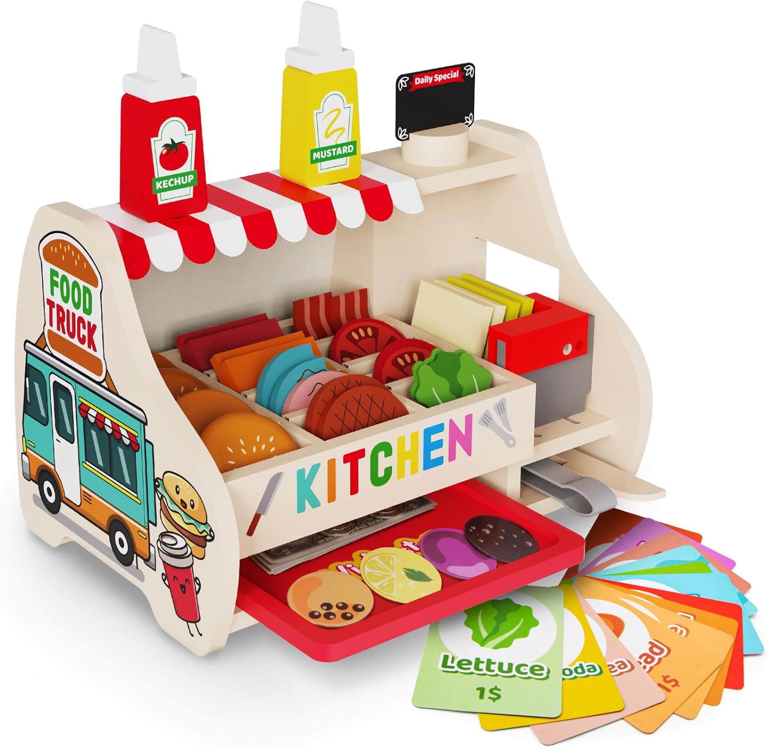 Best Victostar Wooden Play Food Set, Special Playset for Kids, Innovative 58 Pcs...