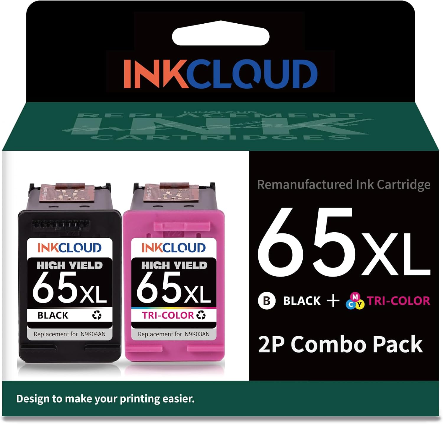 Best INKCLOUD Compatible Ink Replacement, Special Ink Combo Pack for HP 65 65XL...