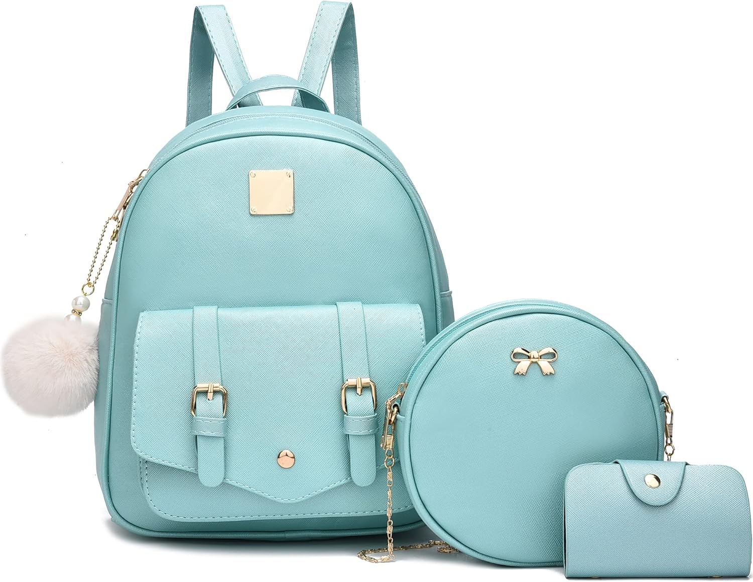 Best I IHAYNER Girls, Special Fashionable Leather Backpack Purse Set for Women,...