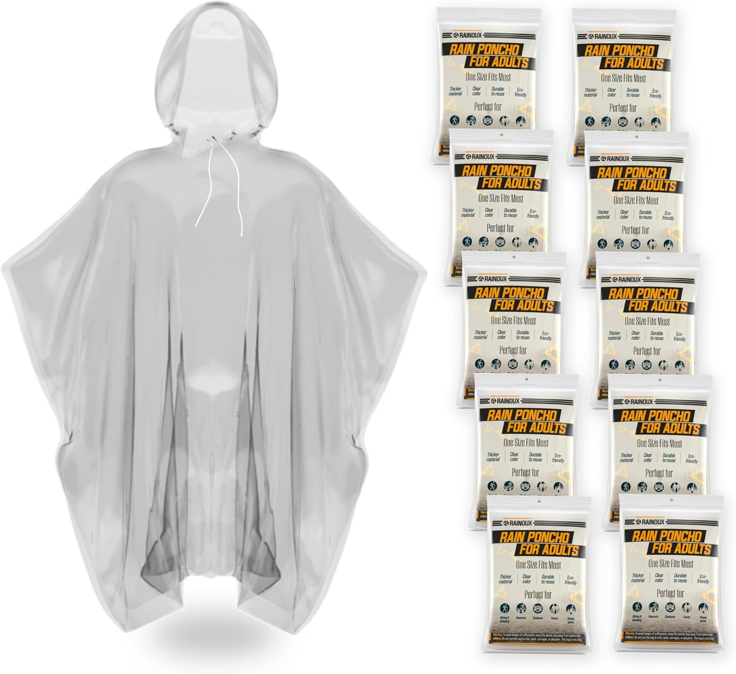Best Disposable Rain Ponchos, Unique Ponchos for Adults 10 Pack, Special Waterpr...