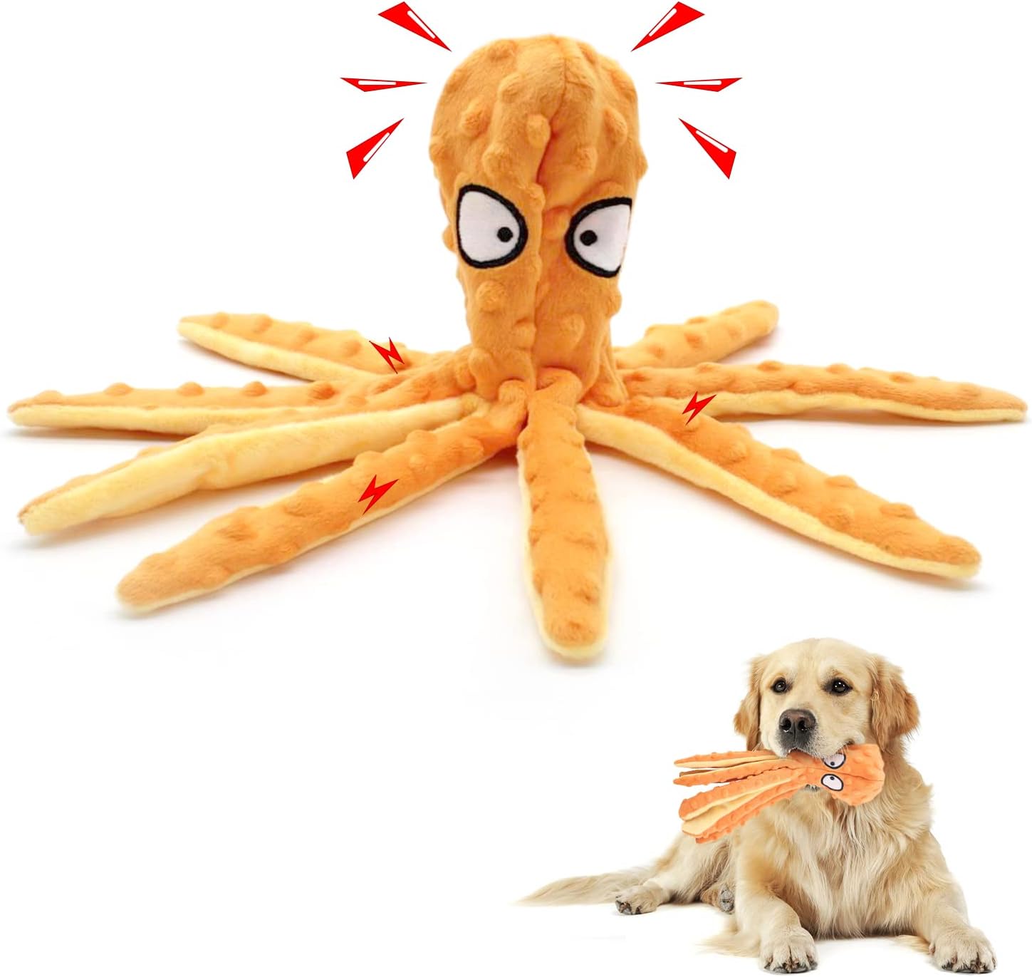 High-Quality WishLotus Dog Squeak Toy, Unique Plush No Stuffing Dog Toys with Cr...