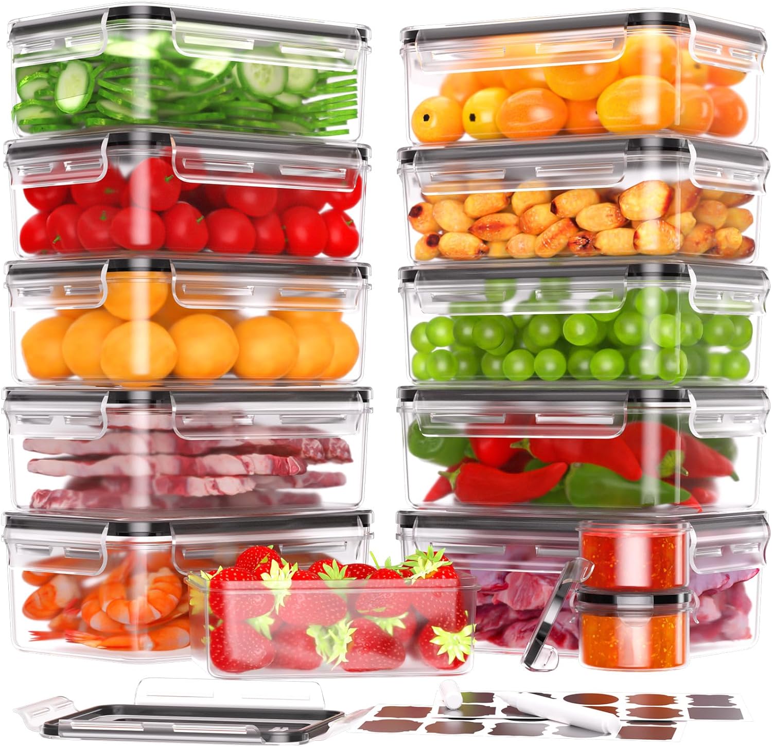 Innovative 26 Pcs Food Storage Containers with Lids, Sustainable Airtight Food C...