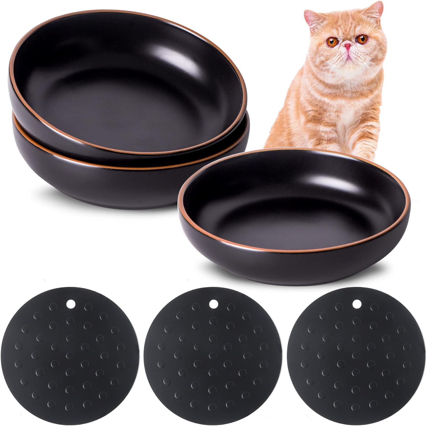Best Howise Ceramic Cat Bowls, Special Cat Dishes with Non-Slip Mat, Affordable...