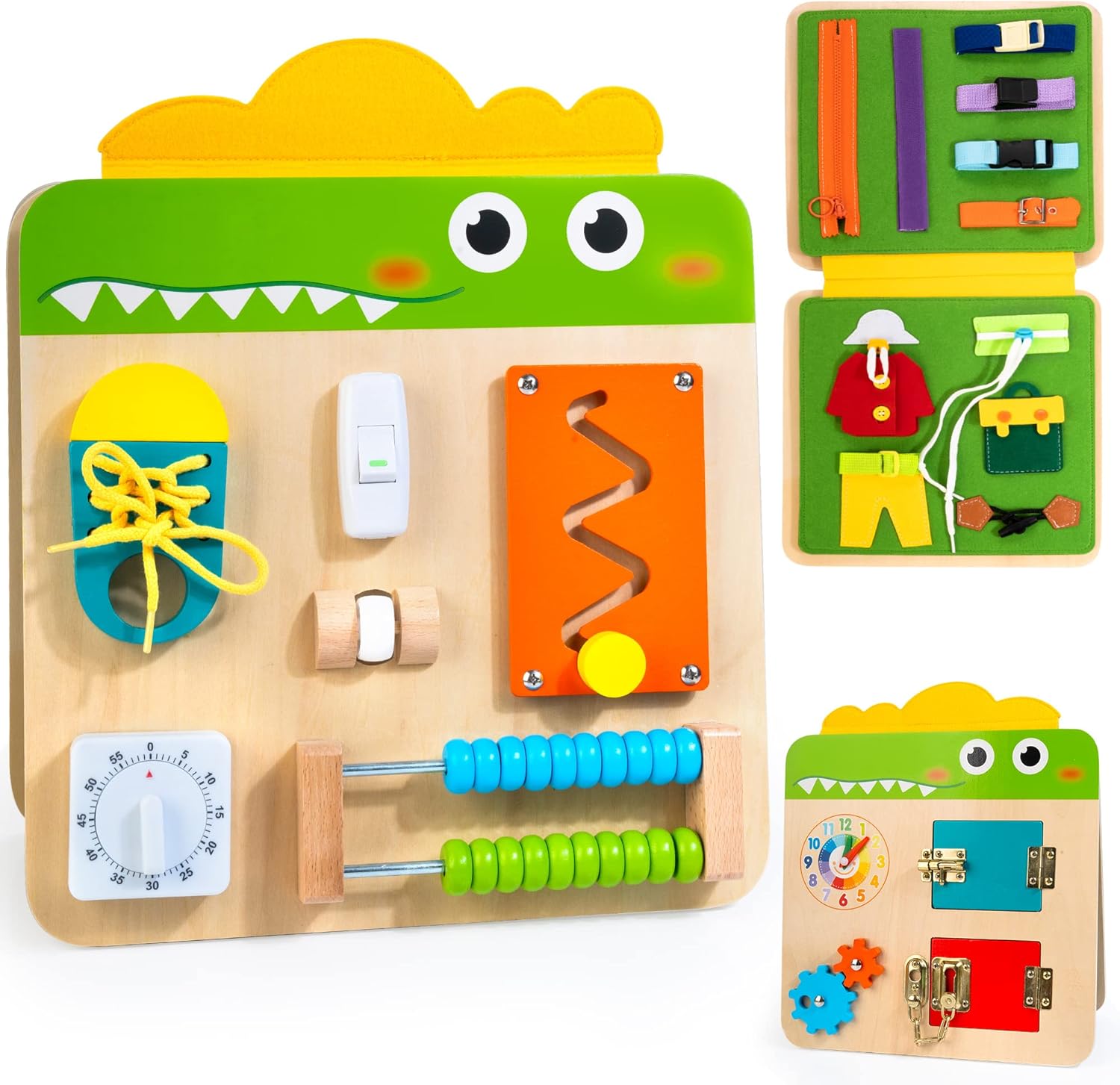 Best HELLOWOOD Wooden Busy Board, Special Montessori Learning Toy for Toddlers 1...
