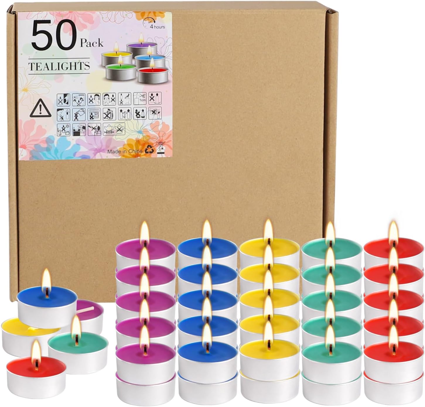 Best 50 Packs Assorted Colors Unscented Tealights Candle Bulk, Unique Tealights...