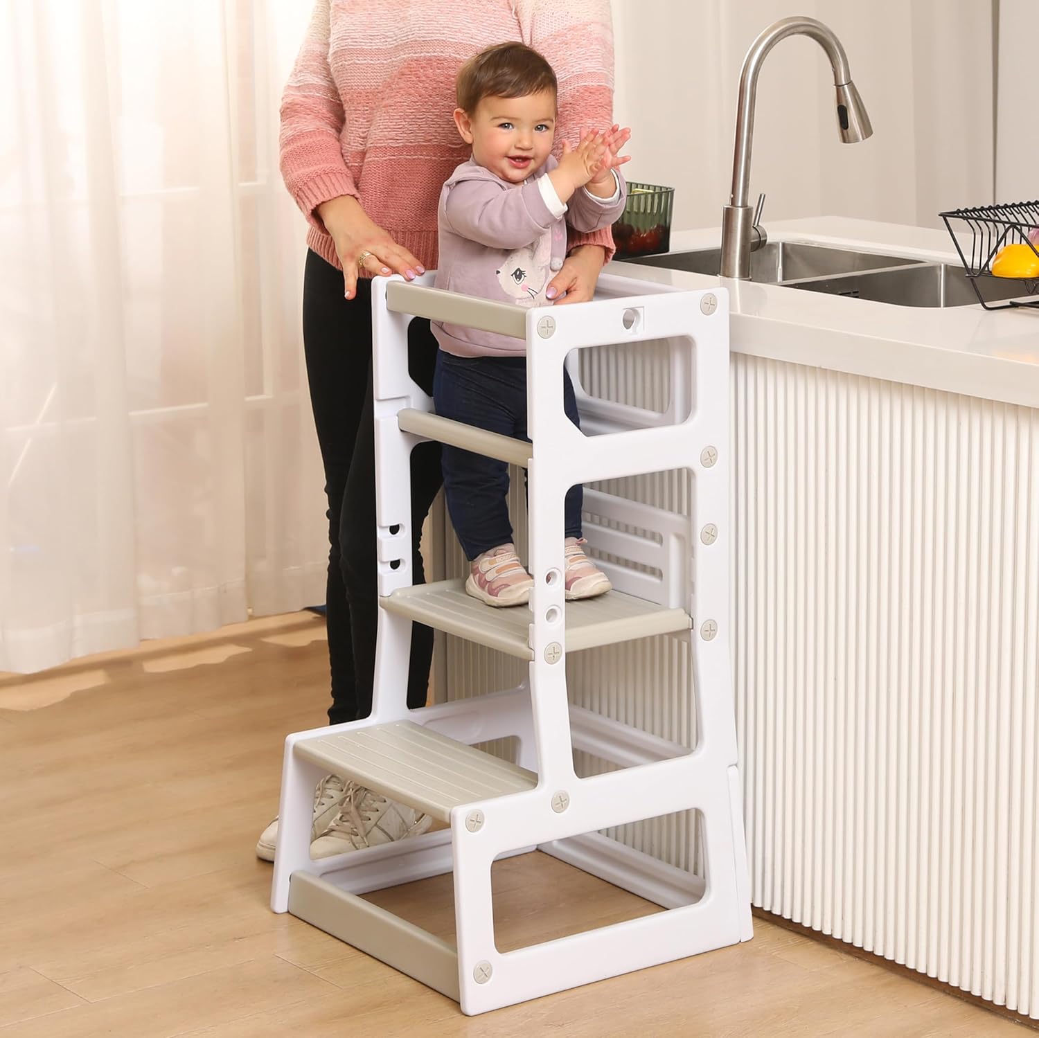 Best SDADI Mother's Helper, Special Adjustable Height Plastic Kitchen Step Stool...