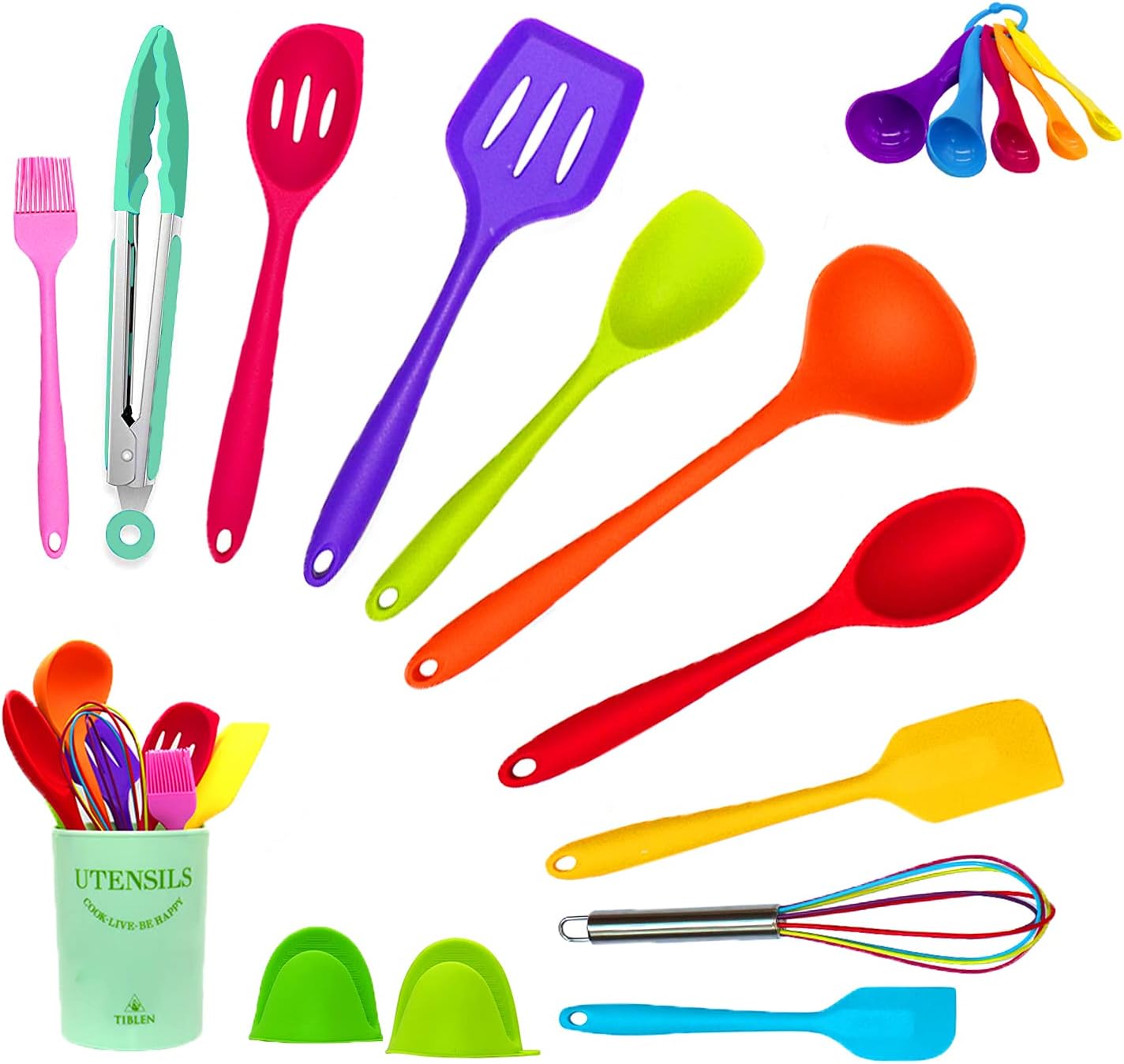 Best Silicone Kitchen Utensil Set, High-Quality 18 Pcs Non-Stick Heat Resistant...