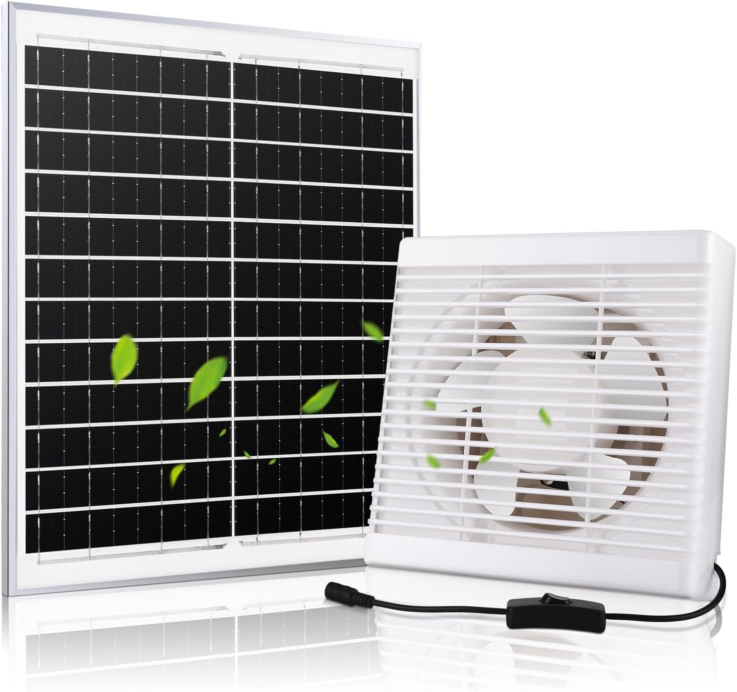 Best Solar Powered Exhaust Fan, Innovative 20W Solar Panel 8" Shutter Vent Fan K...