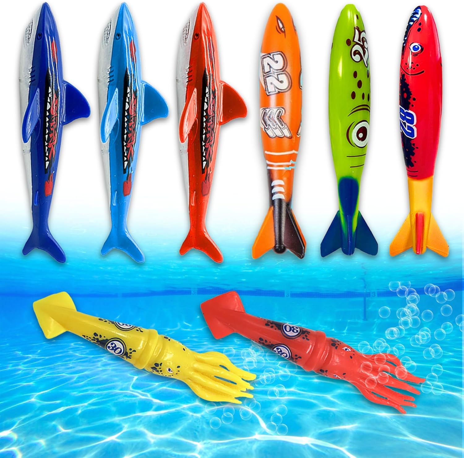 Best Diving Torpedo Pool Toys, Special Underwater Sinking Sharks, Squids, and To...