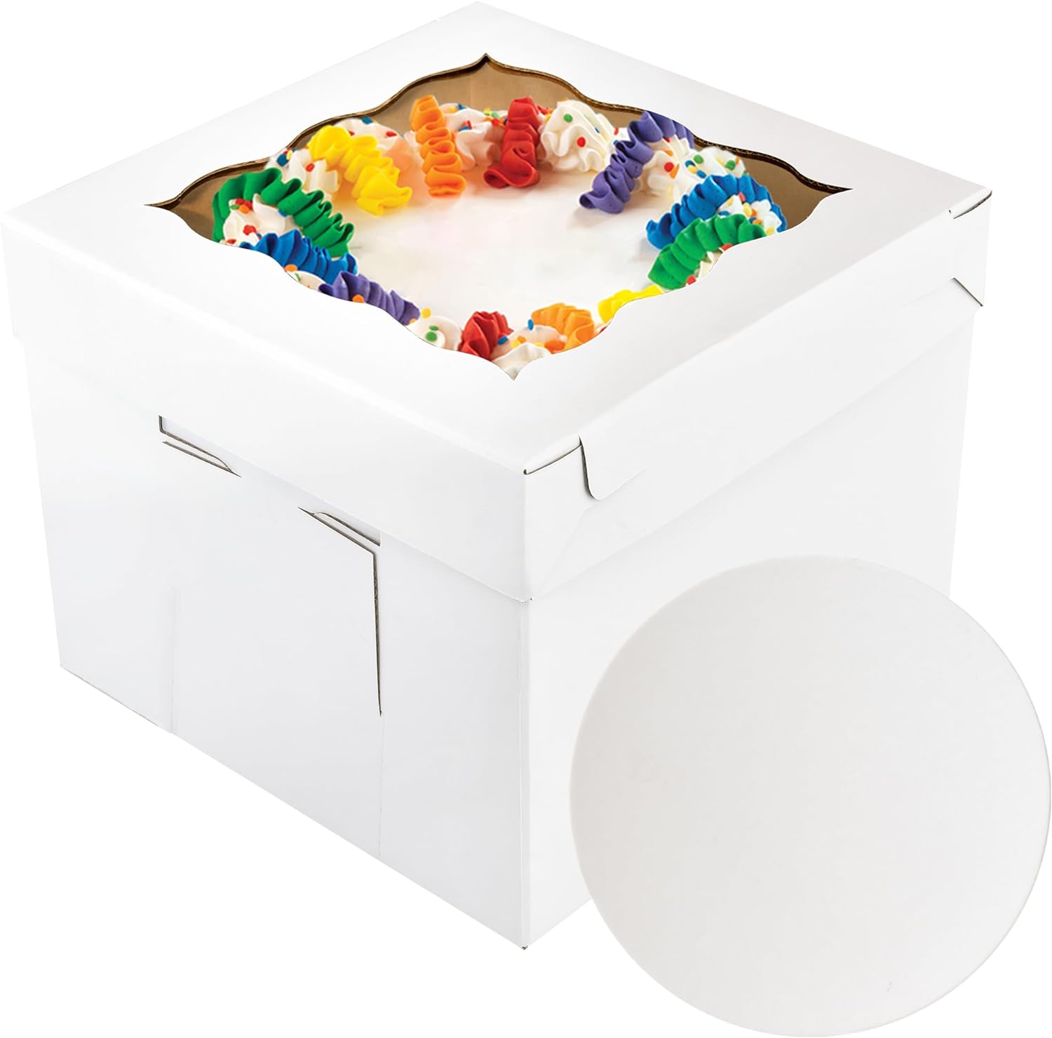 Best White Cake Boxes 10x10x8 Inches, Special Bakery Boxes with Cake Boards, Hig...