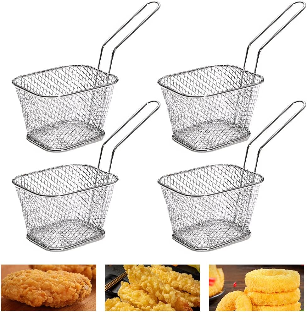 Best ZACUDA Chip Baskets, Special 4 PCS Mini Chip Serving Frying Baskets, Innova...