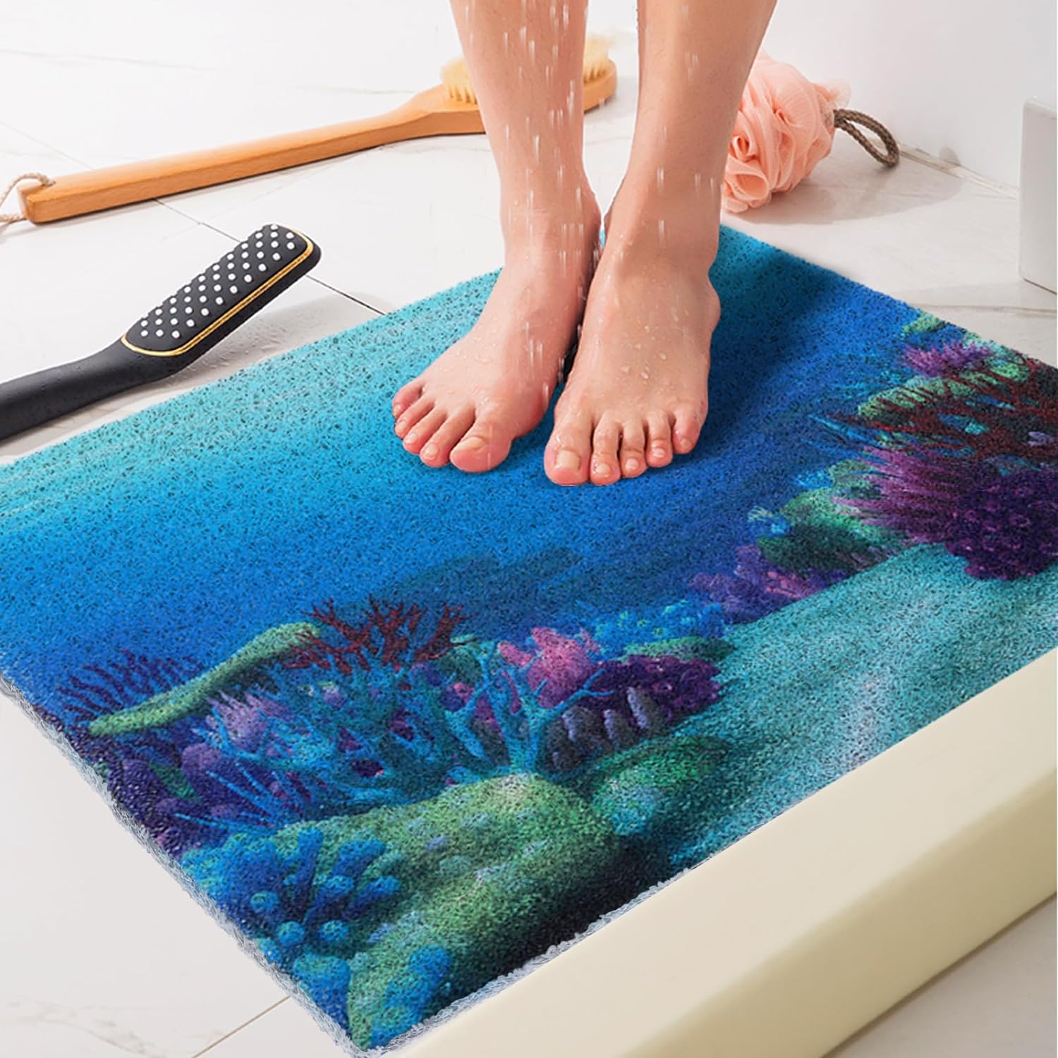 Best LY4U Anti Mould Bath Mats, Special Kids Bath Mat Non Slip, Innovative Loofa...