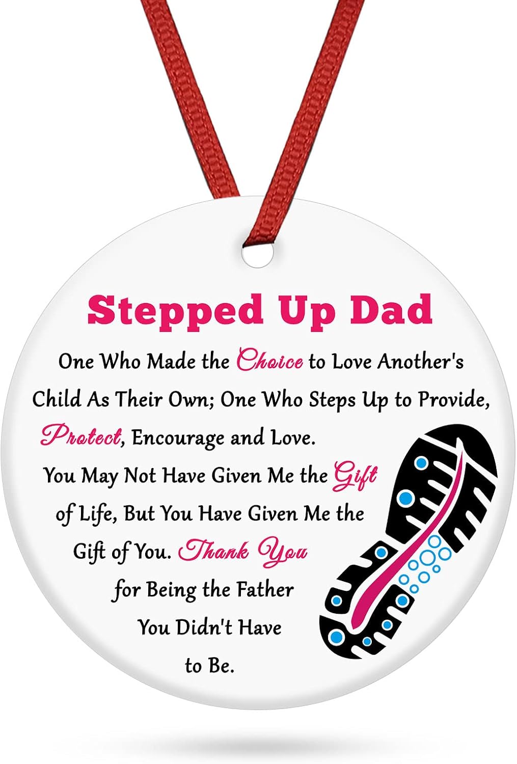 Best Gift for Step Dad, Unique Ceramic Hanging Gifts from Daughter and Son, Spec...