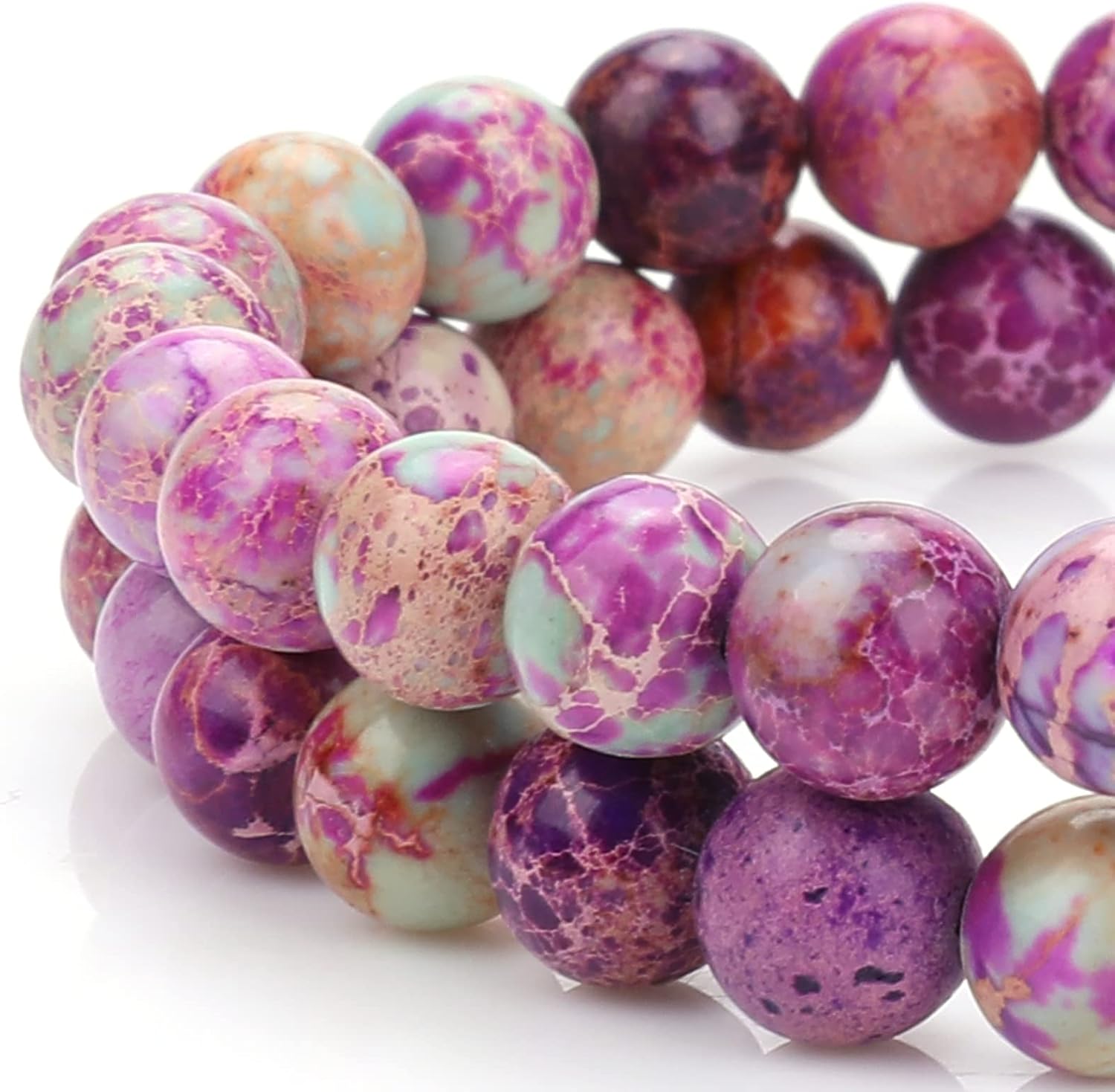 Best Quality Yolev 60Pcs Purple Jasper Beads, Special Natural Gemstone Beads for...