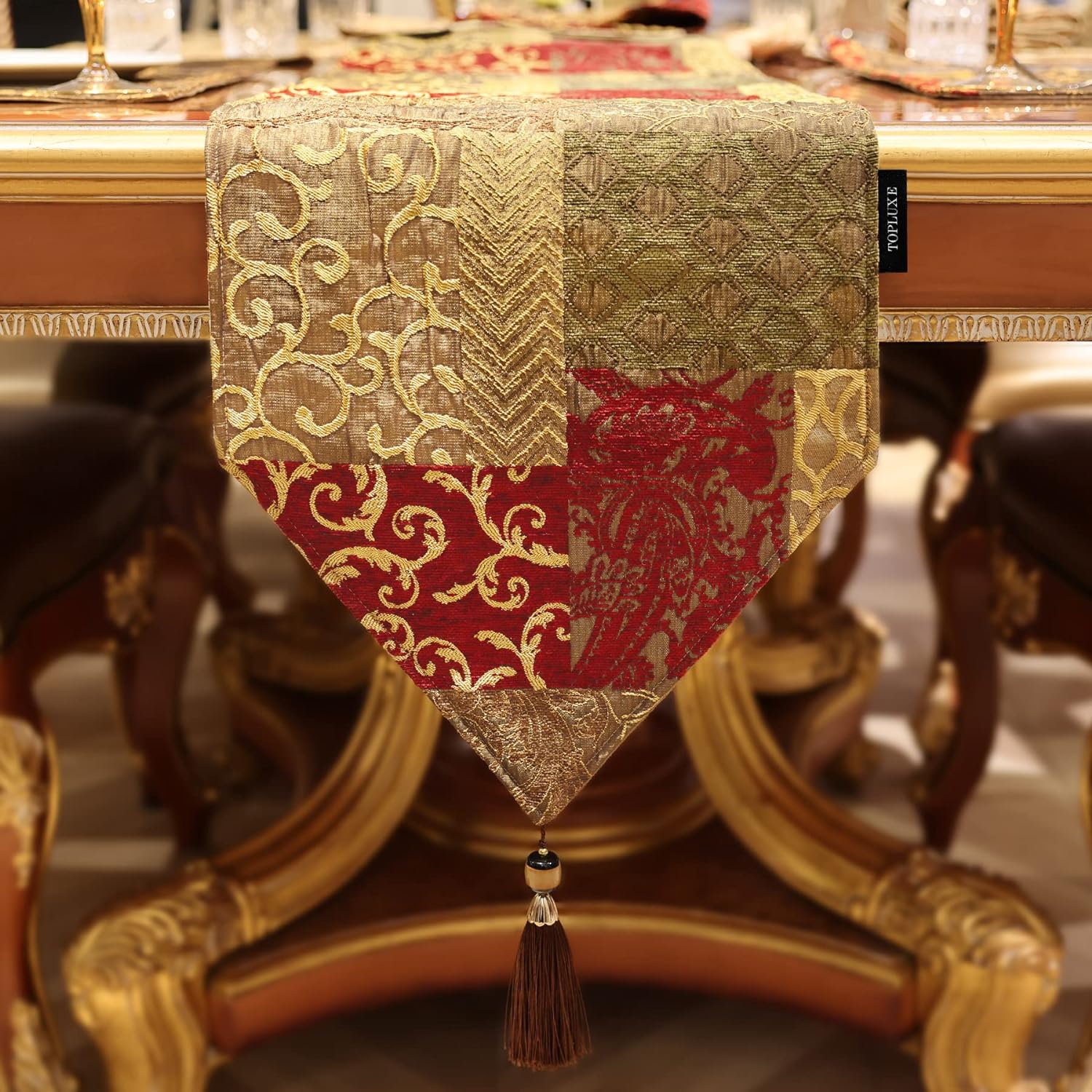 Best TOPLUXE Table Runner, Unique Table Runner with Handmade Tassels, Special Ta...