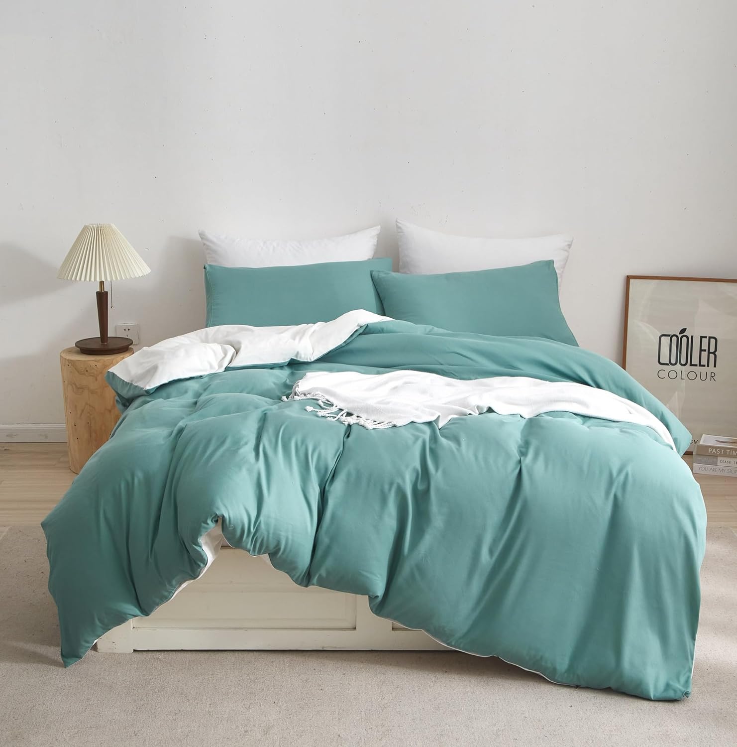 Best PinkMemory Duvet Cover, Ultra Soft Bedding Set With Modern Solid Plain Desi...