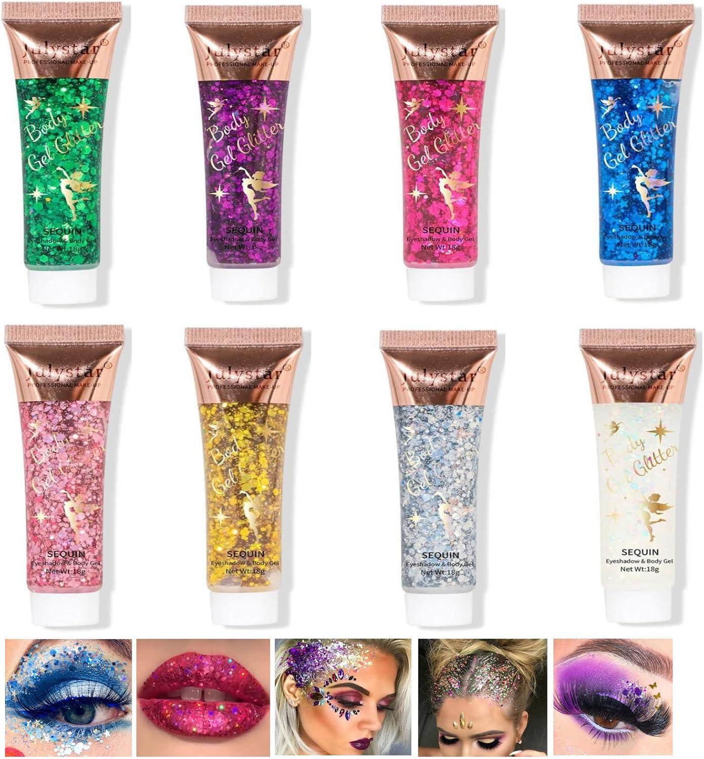 Best Holzsammlung Body Glitter, Special Body Glitter Gel for 8 Color Mermaid Seq...