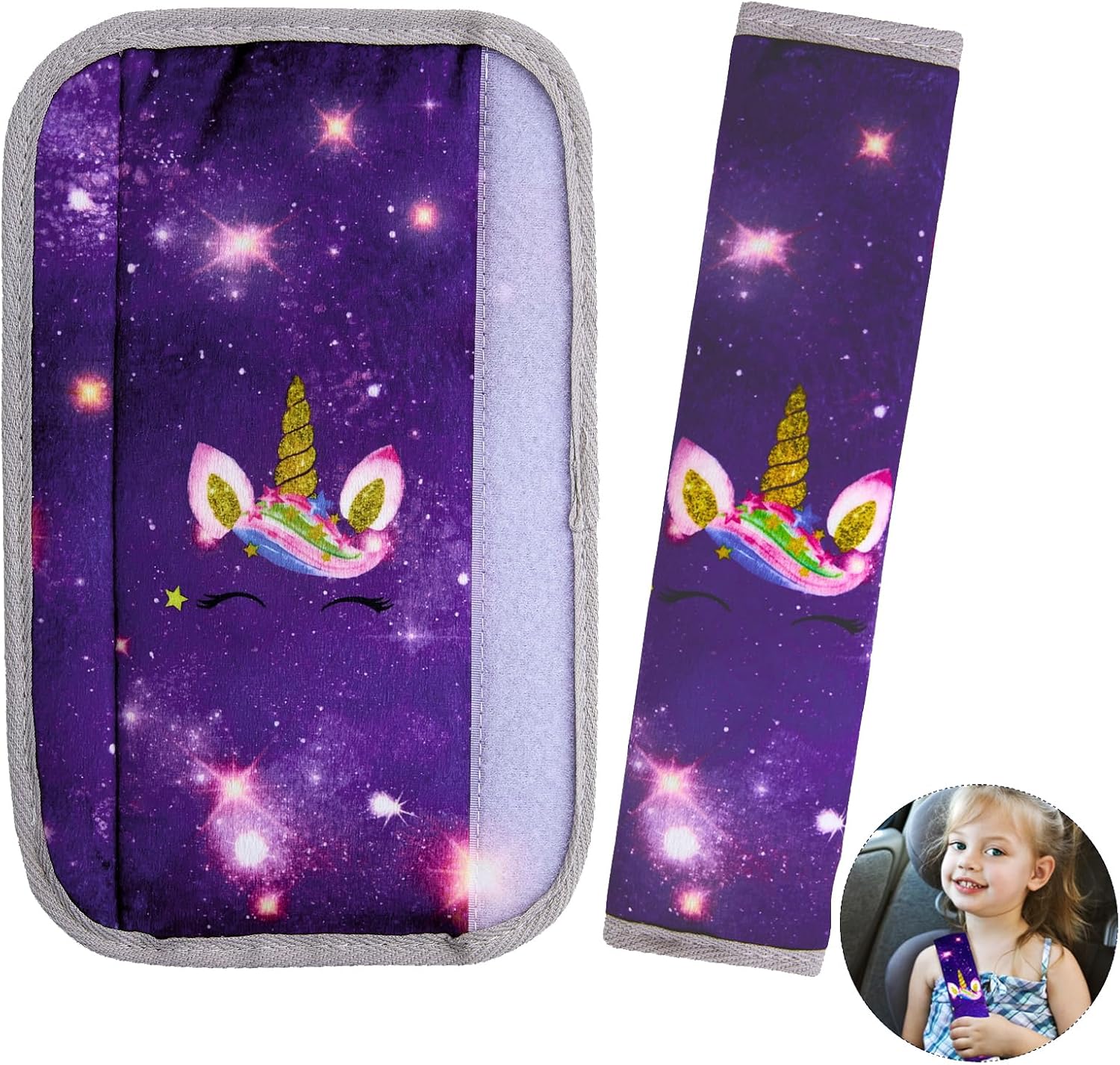 High-Quality Unicorn Castle 2 Pcs Seat Belt Pads for Kids, Special Car Seatbelt...