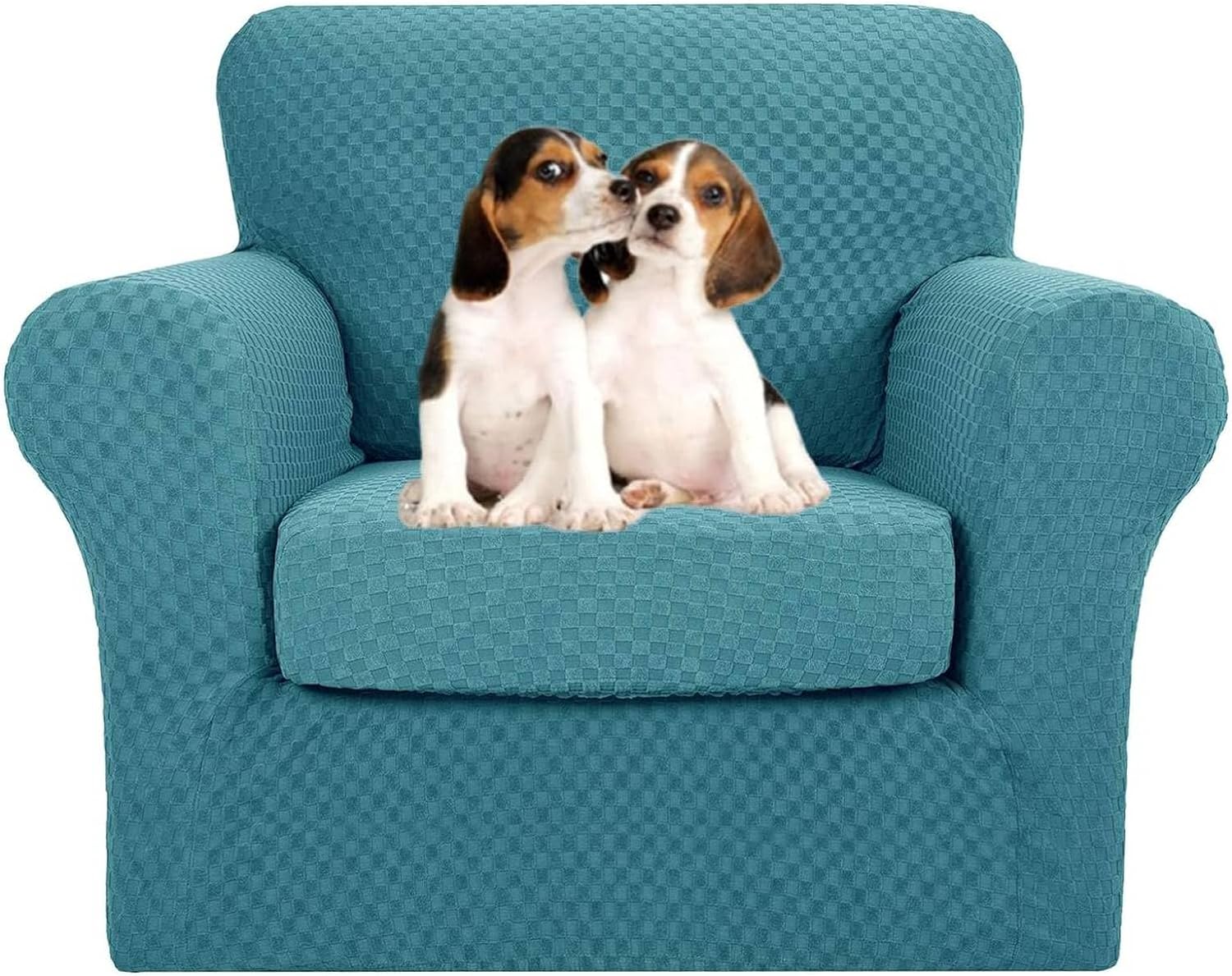 MAXIJIN 2 Piece Newest Jacquard Chair Covers with Arms Super Stretch Non Slip Ch...