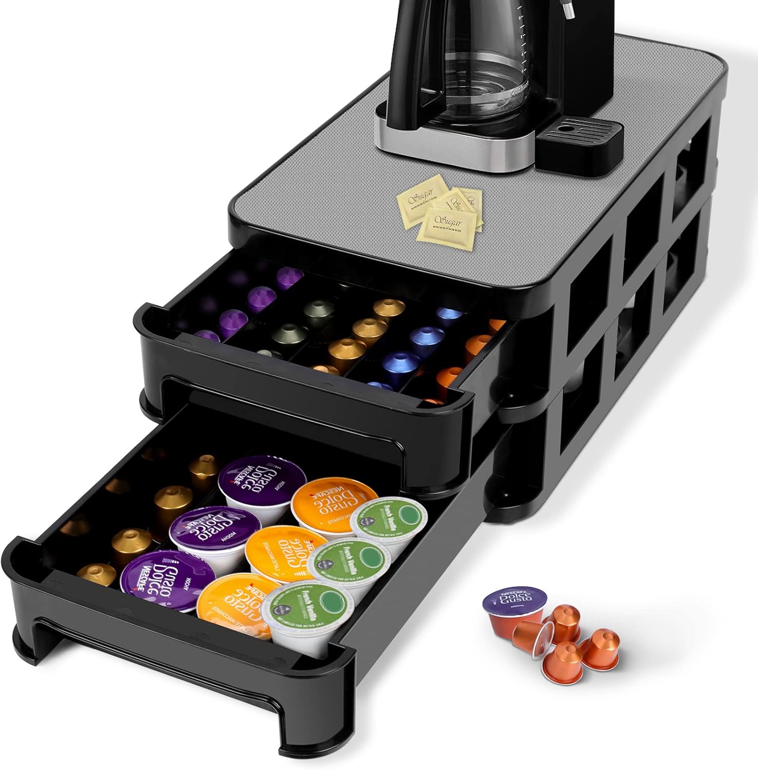 Best Midyb Coffee Pod Holder, Special Coffee Pod Storage Drawer with 16 Adjustab...