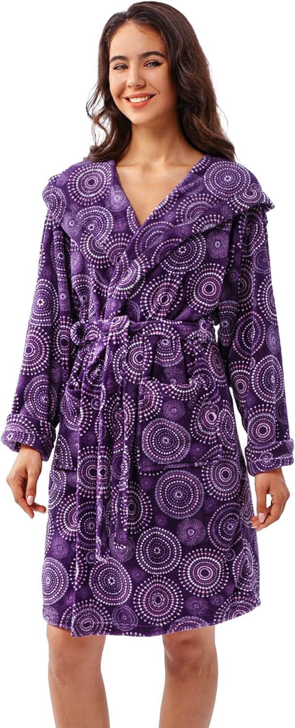 Best Winthome Ladies Dressing Gown, Super Soft Fluffy Bathrobe with Hood, Specia...