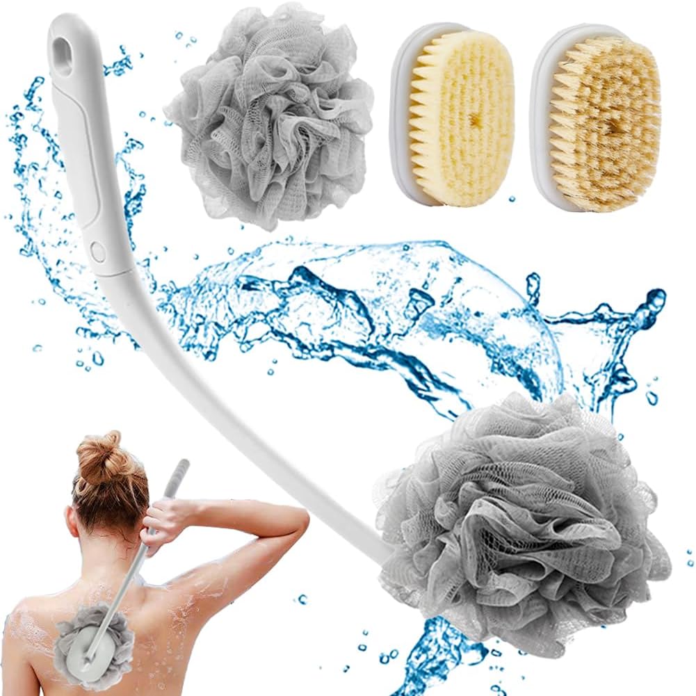 Best Back Scrubber, Special Shower Bath Brush Loofah Sponge Set with Long Handle...