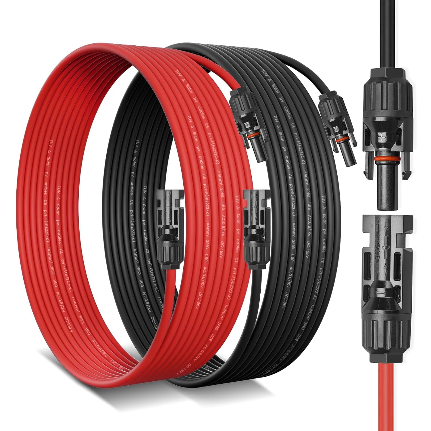 Elecoutek Solar Cable 4mm² 49.2FT Solar Panel Extension Cable with Solar Connect...