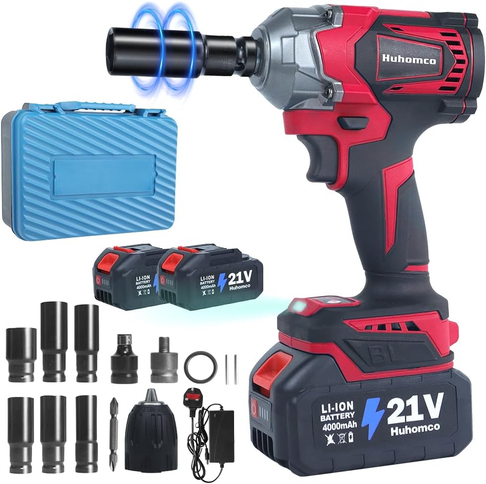 Best Huhomco 700Nm(516ft-lbs) Cordless Impact Wrench, Special Brushless High Tor...
