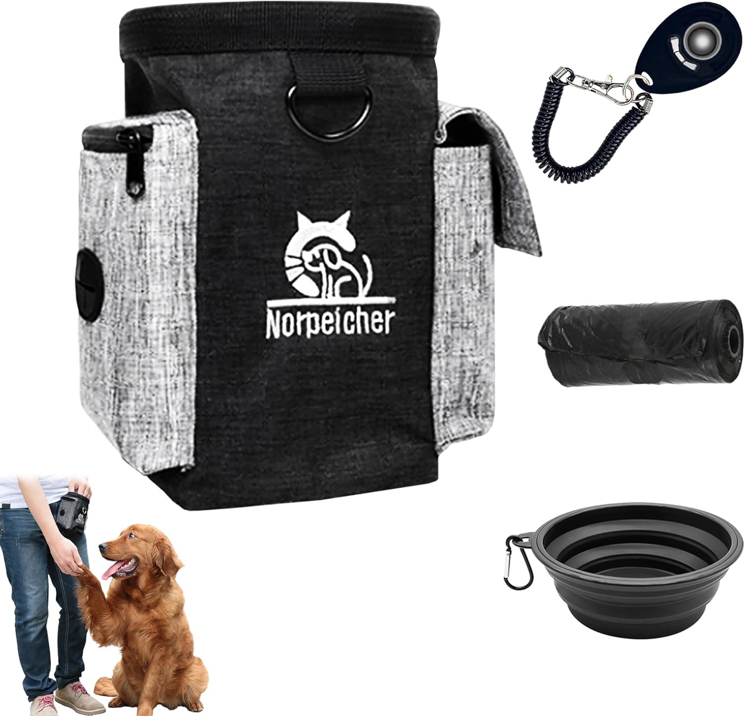 Best DALAETUS 18 Pcs Dog Treat Pouch Set, Special Dog Treat Bag with Poop Bag Di...