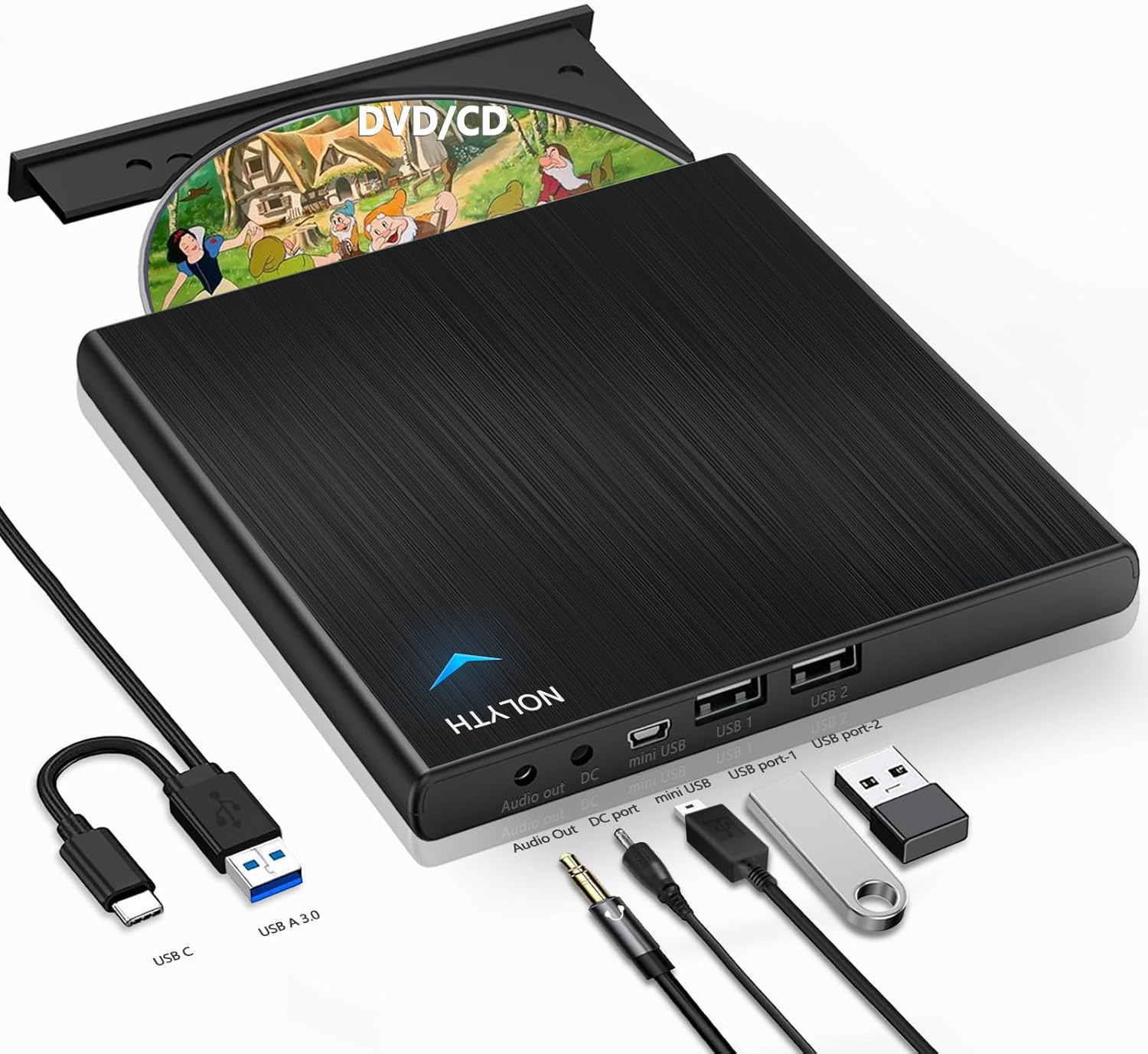 Best NOLYTH External DVD Drive, Special CD ROM Burner Rewriter with USB 3.0 Type...