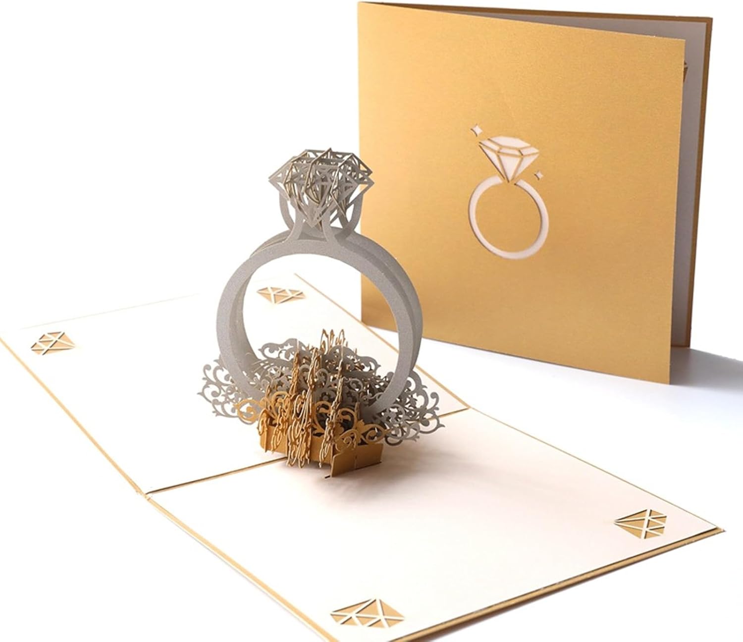 Best 3D Pop Up Ring Shape Greeting Cards, Special Handmade Gift Cards for Weddin...