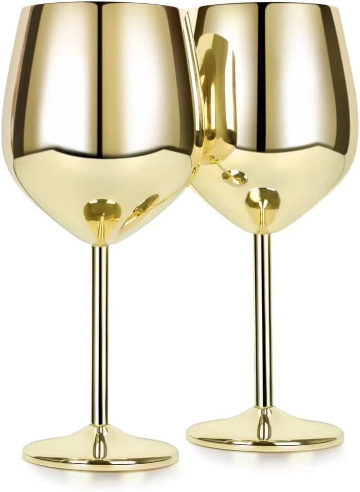 Elegant Sandy Beach Gold Brushed Brass Stemmed Wine Glasses, Special Goblet Wine...