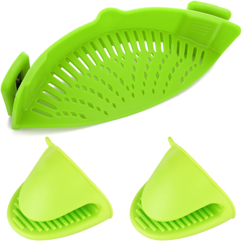 Best Silicone Clip-on Strainer Colander, Innovative DanziX Hands-Free Heat Resis...