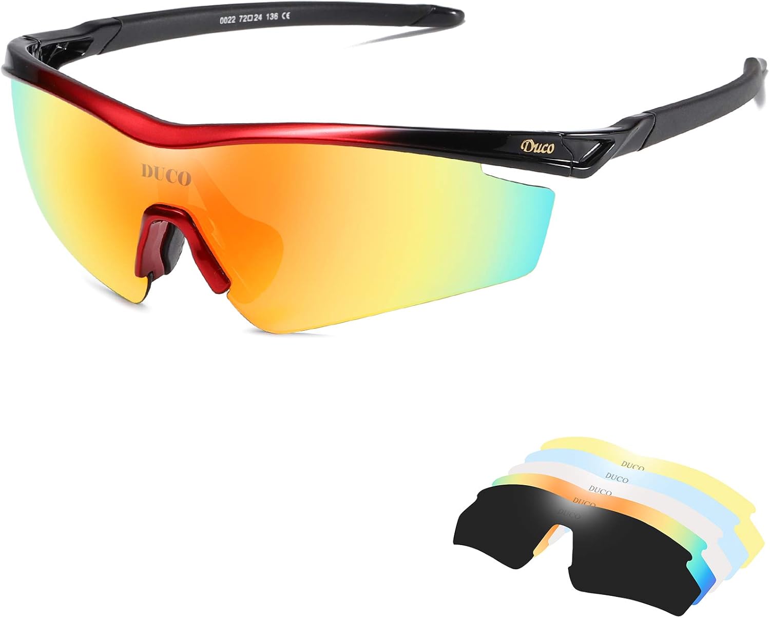DUCO POLARIZED Sports Sunglasses Cycling Glasses for Mens and Women With 5 Inter...