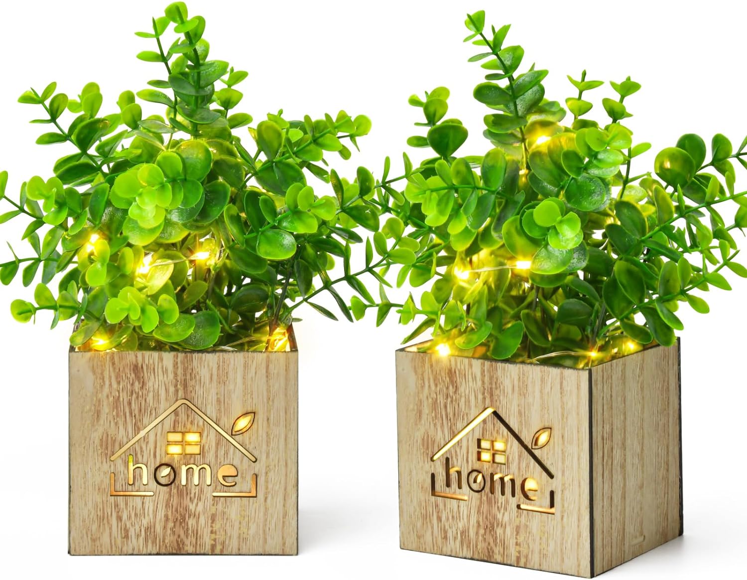 Best Elecoutek 2 Set Artificial Plants, Special Indoor Fake Plants with LED Ligh...