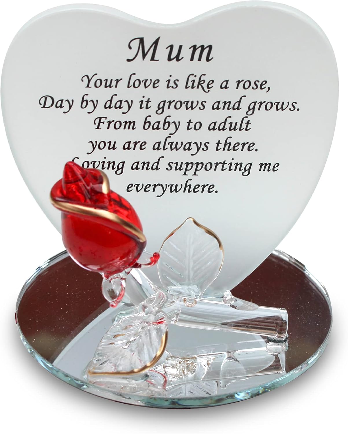 Best Frosted Glass Heart Shaped Plaque, Special Gift for Mum with Heartfelt Movi...