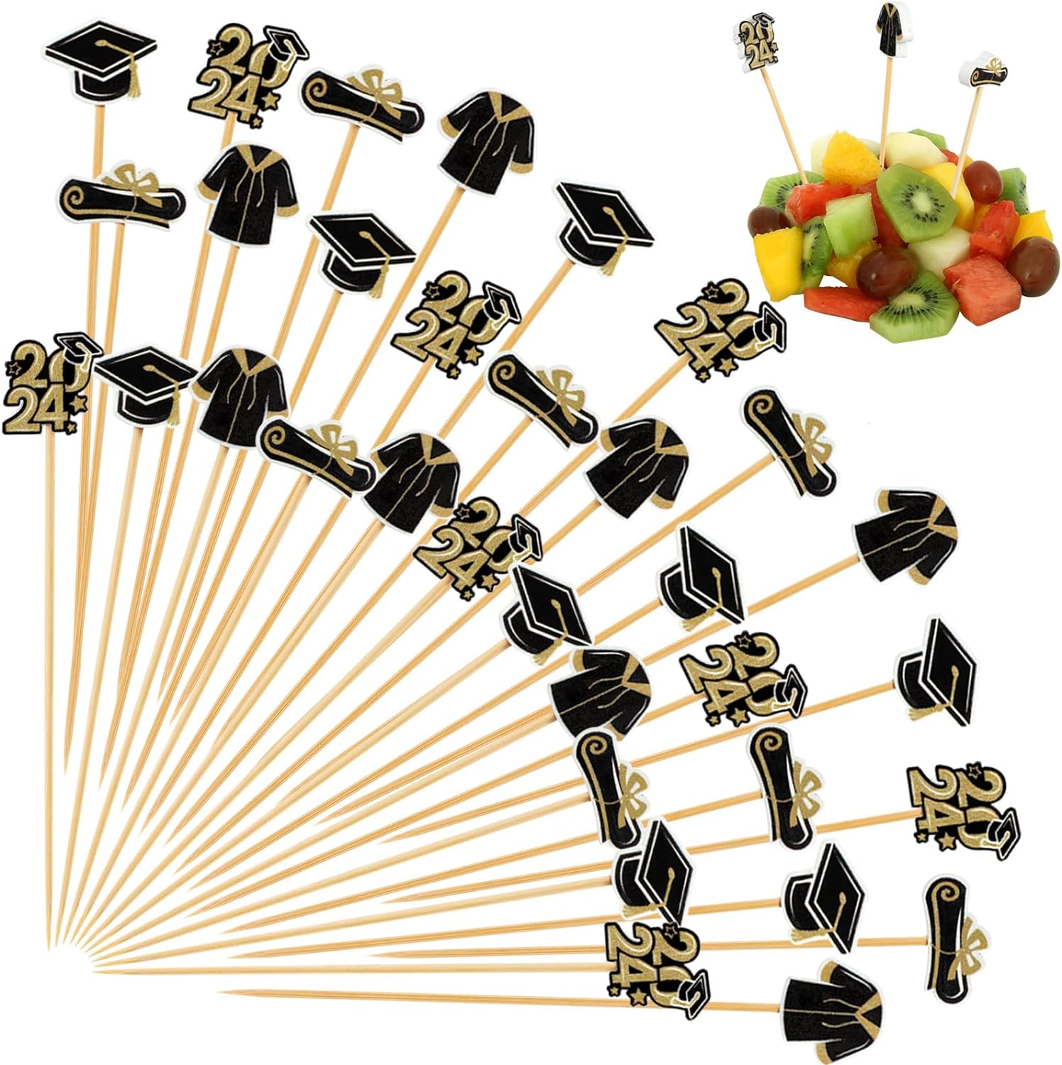 Best SRIZIAN 200Pcs 2024 Graduation Cocktail Sticks, Special Bamboo Food Skewer...