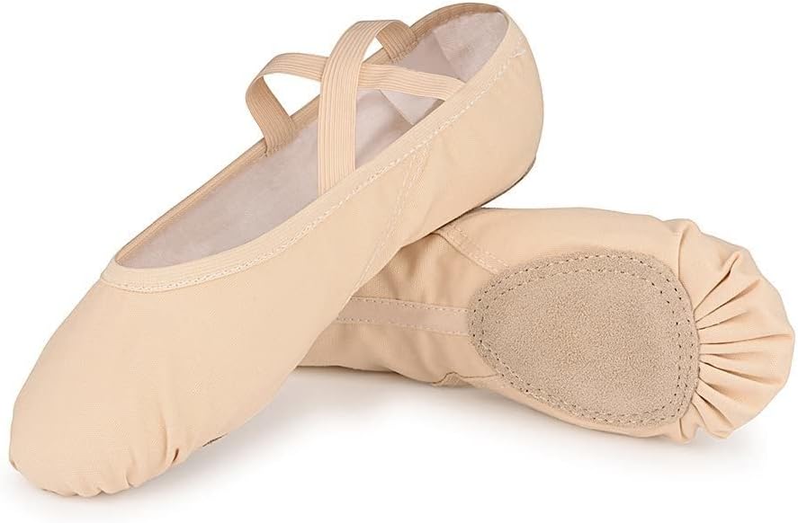 Girls Ballet Shoes Canvas Ballet Slipper Leather Split Sole Gymnastic Dance Flat...