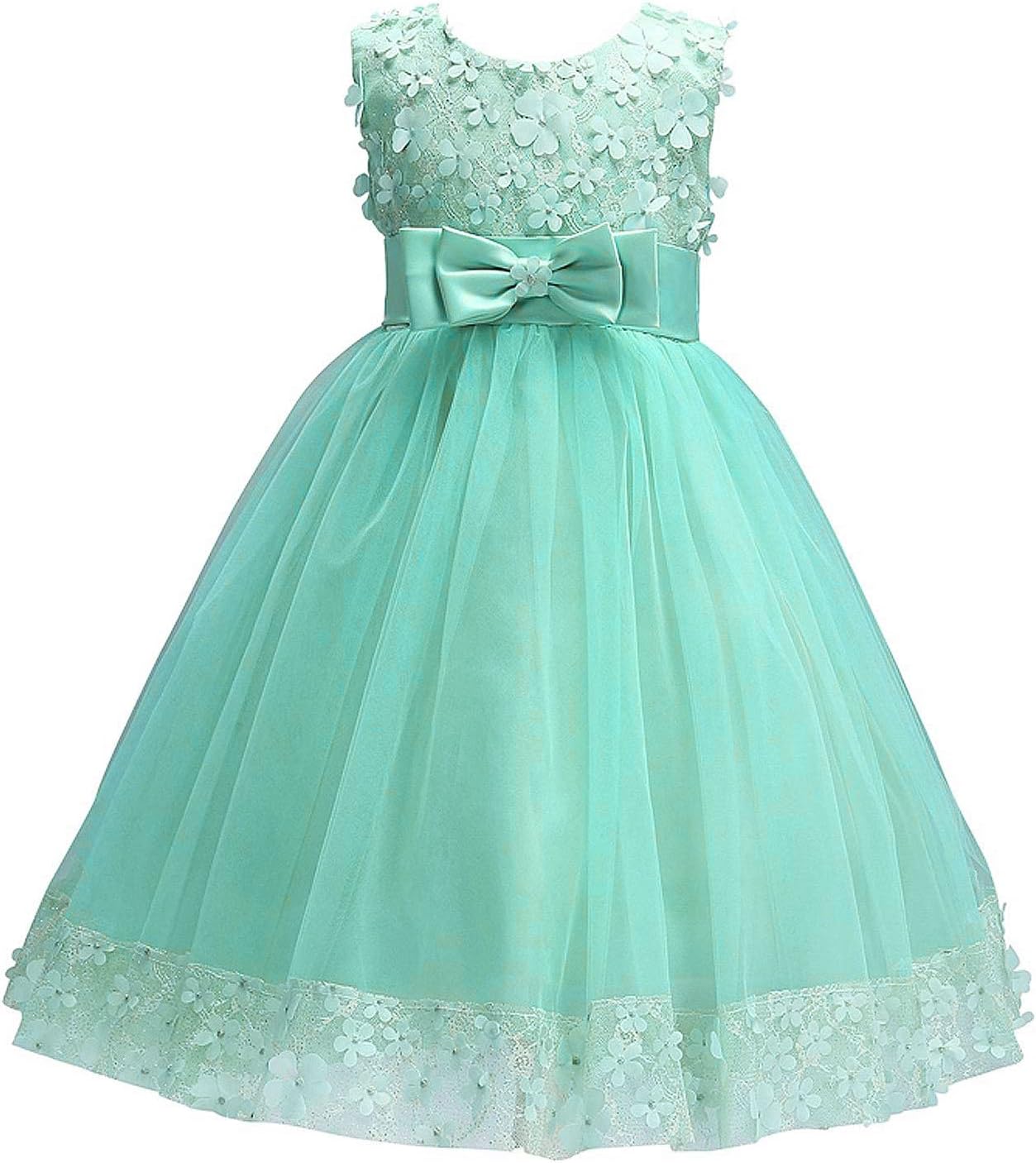 Best Discoball Girls Princess Dress, Special Tulle Bow Lace Embroidery Flower Gi...