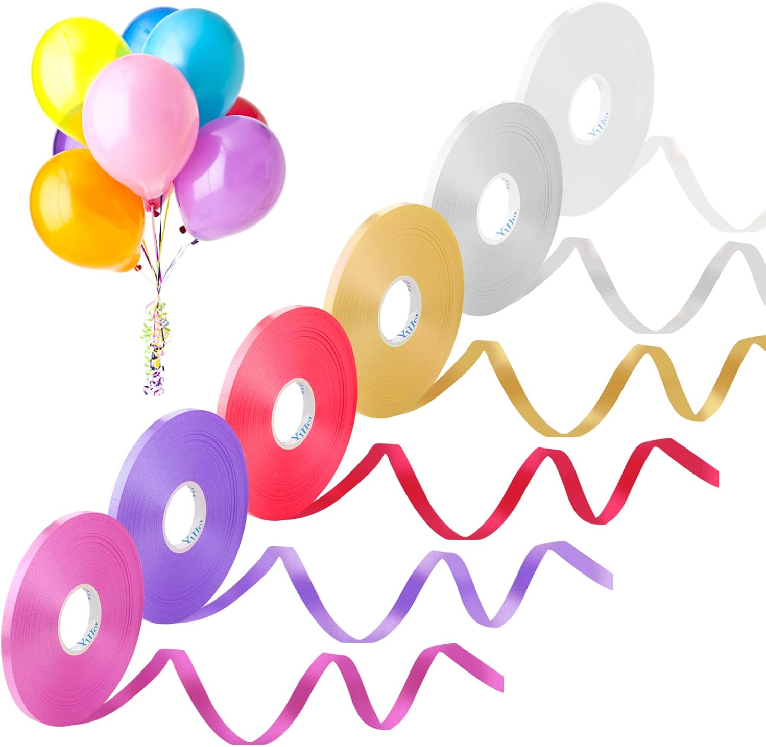 Best DONQL 6 Rolls Balloon Ribbon, Special Ribbons for Gift Wrapping 50M Per Rol...