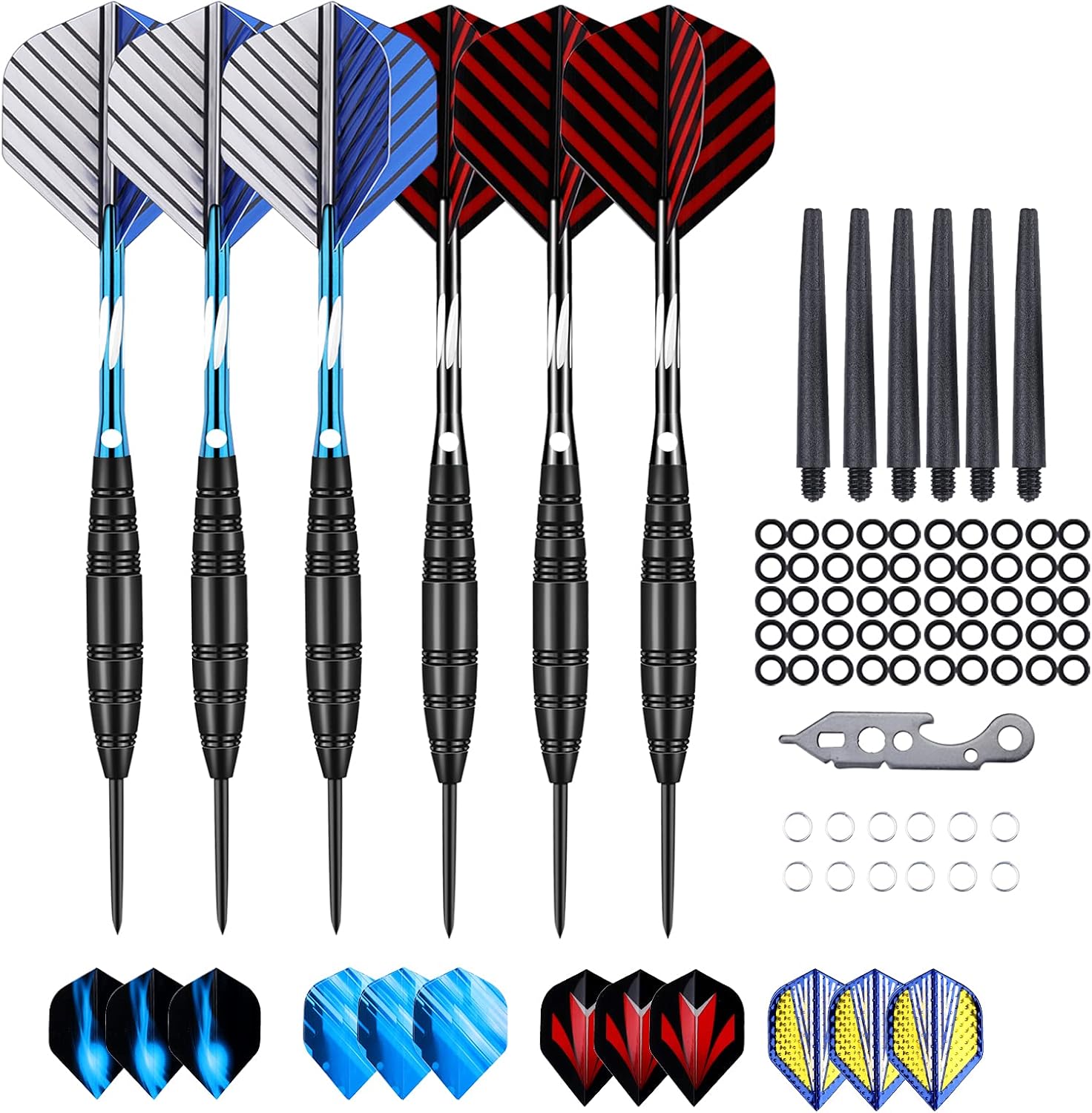 Best Sanfeng Steel Tip Darts Set, Special Darts Set 22 23 24 Grams with Black Bl...