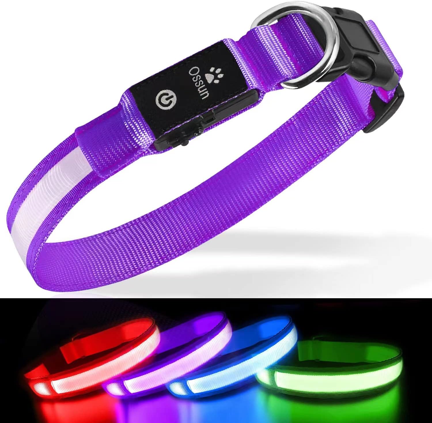 Best Ossun LED Light up Dog Collar, Special Rechargeable Dog Collar for High Vis...